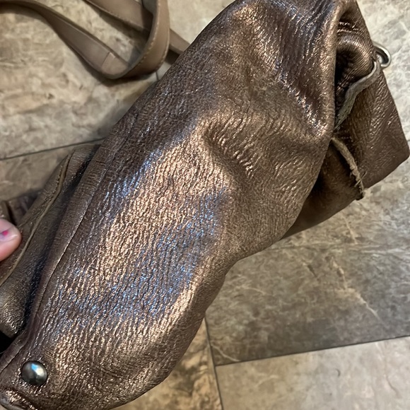 All Saints Rustic Metallic Gold Leather Slouchy Leather Hobo Bag - Picture 6 of 10